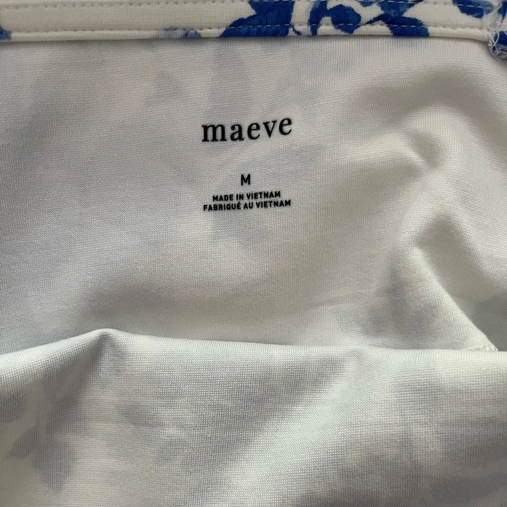 Anthropologie Maeve Square-Neck Peplum Tank Top in Blue Pattern Size M nwt - Picture 6 of 11